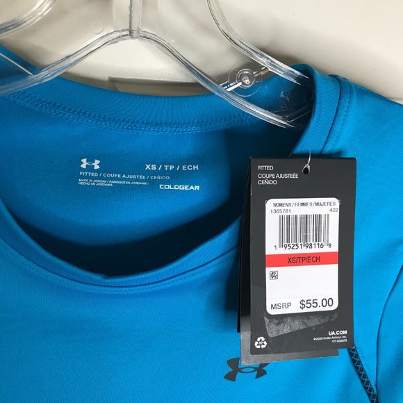 NWT Under Armour Women's ColdGear Fitted Crew Shirt Teal ~ Size XS - Picture 4 of 4